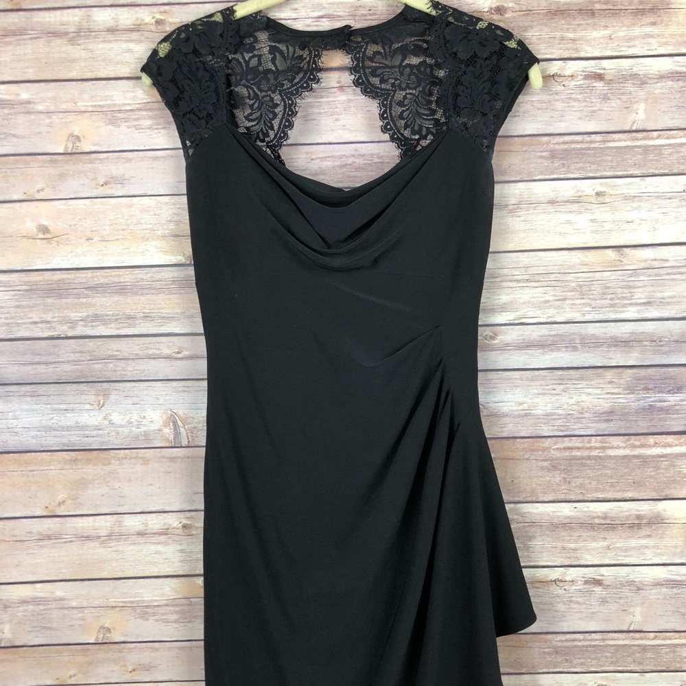 Cache black lace evening cocktail or wedding dress